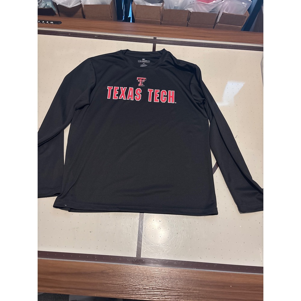 040 Colosseum Texas Tech Red Raiders Mens XL Long Sleeve Performance Shirt Black